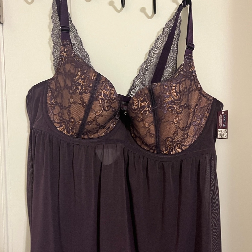 Adore Me Ella Contour Babydoll Lingerie Cami Gothic Grape